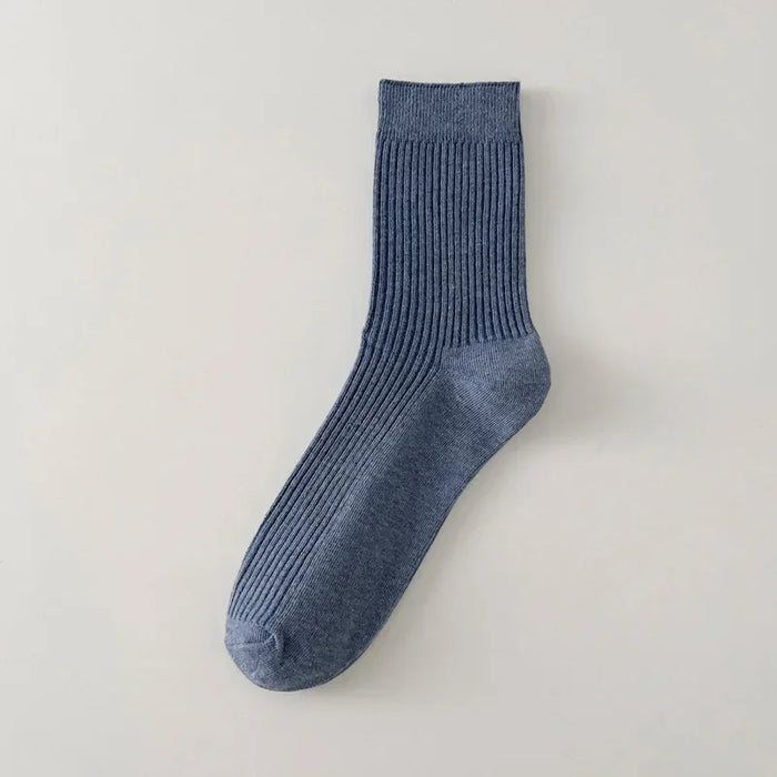 Mens Breathable Elastic Cotton Long Socks Solid Color