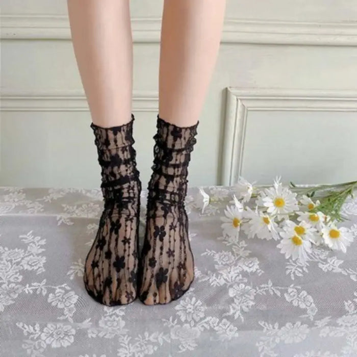 Mid-calf Lace Casual Floral Socks