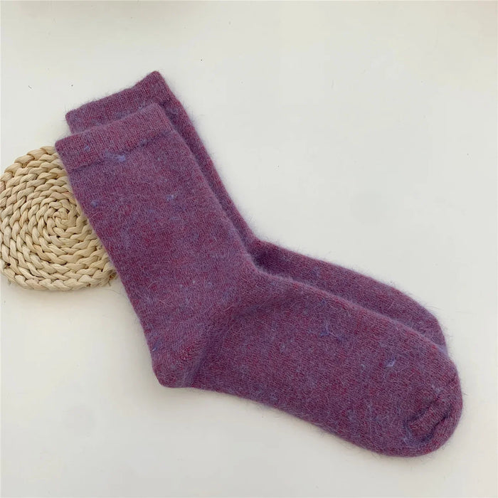 Rabbits Hair Women's Socks Solid Thermal Cashmere