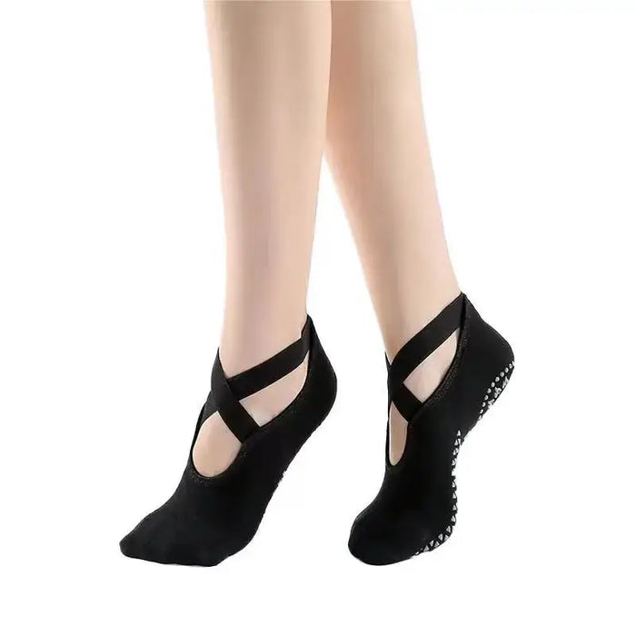 1pair-yoga-socks-for-women-non-slip-grips-straps-bandage-cotton-sock-ideal-for-pilates-pure-barre-ballet-dance-barefoot-workout