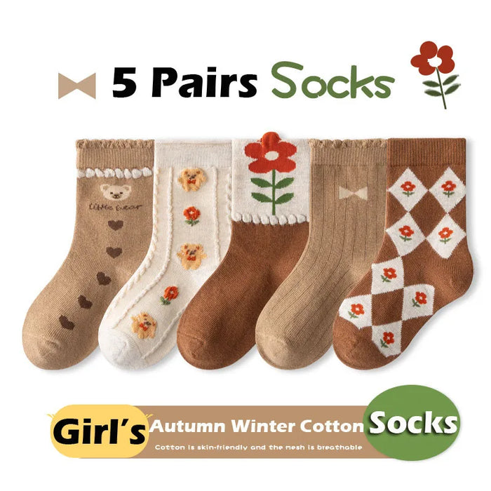 5 pairs / 1-12Y  Kids Lolita Fancy Socks