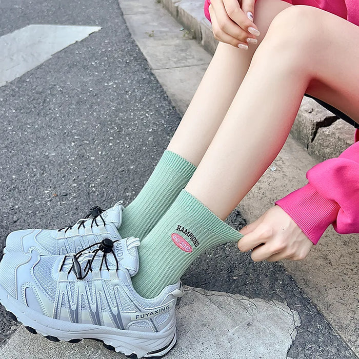 Embroidery Fashion Sports Women Socks Ins Designer