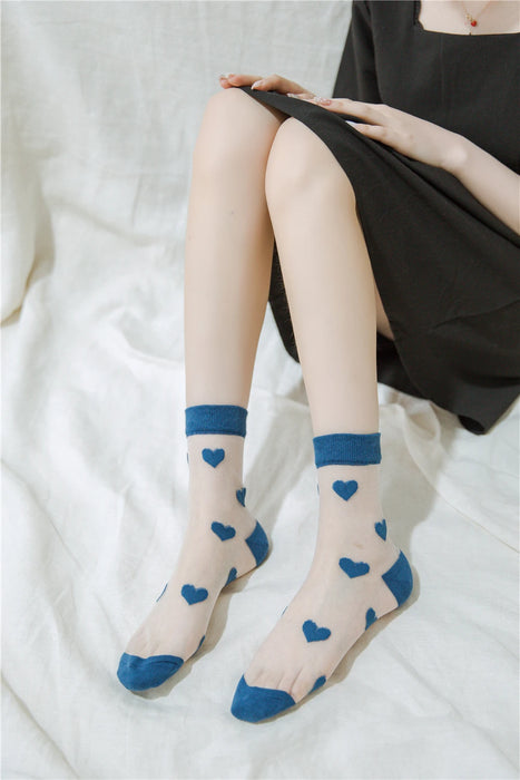 Transparent Women Socks Comfortable  Heart Pattern