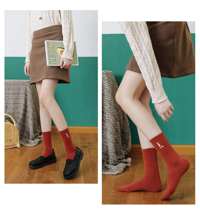 New Cute Embroidery Fox Cartoon Animal Socks