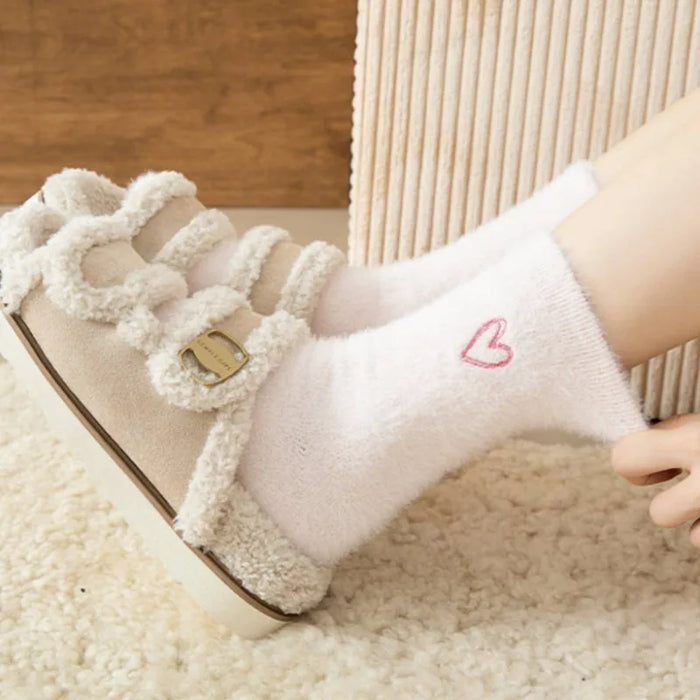 thickened-middle-tube-socks-mink-fur-pink-embroidered-heart-shaped-women-autumn-winter-warm-sleep-home-solid-color-plush-sock