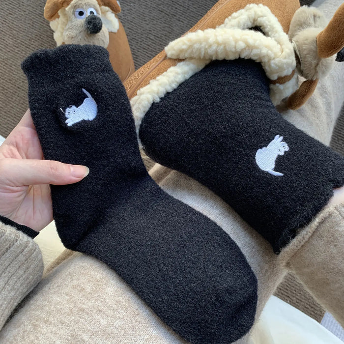 1/3P Cute Cat Mink Fleece Super Soft Socks for Women