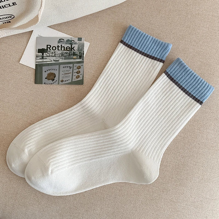 Mixed-color Daily Elastic Crew Socks Comfortable
