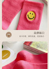 solid-color-medium-tube-socks-for-womens-fresh-smiling-face-pattern-simple-style-comfortable-breathable-girl-socks