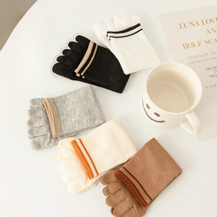 1/4/5 Pairs Women's Five Finger Cotton Socks