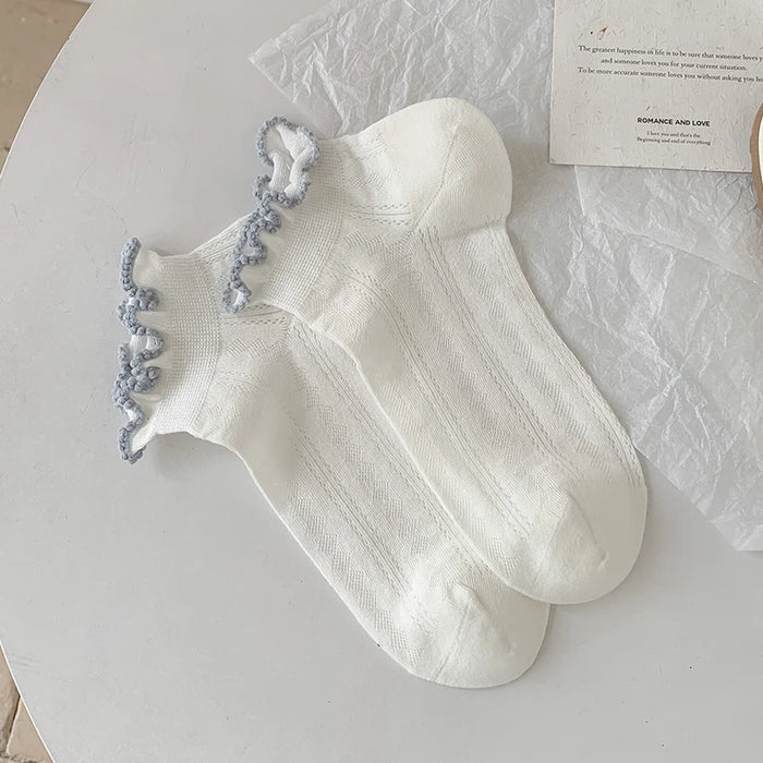 Frilly Girls Ankle Socks Casual Comfortable Mesh