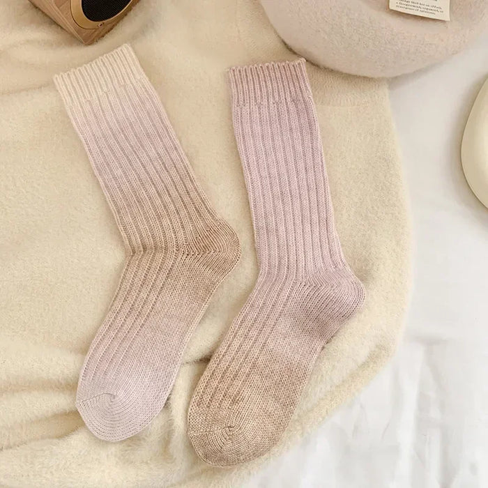 Winter Thick Warm Long Socks Gradient Wool Cashmere Socks