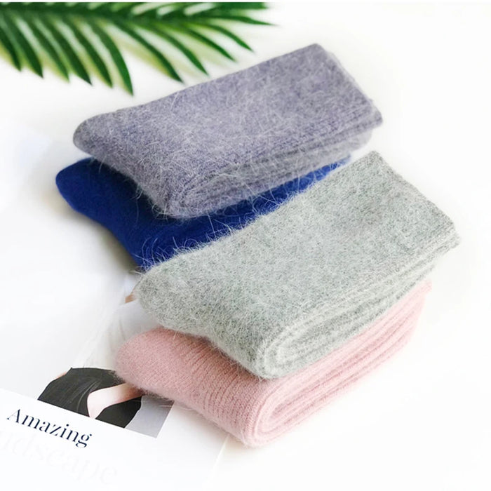 Thickened With Wool Warm Rabbit Hair Socks  Cashmere Stockings