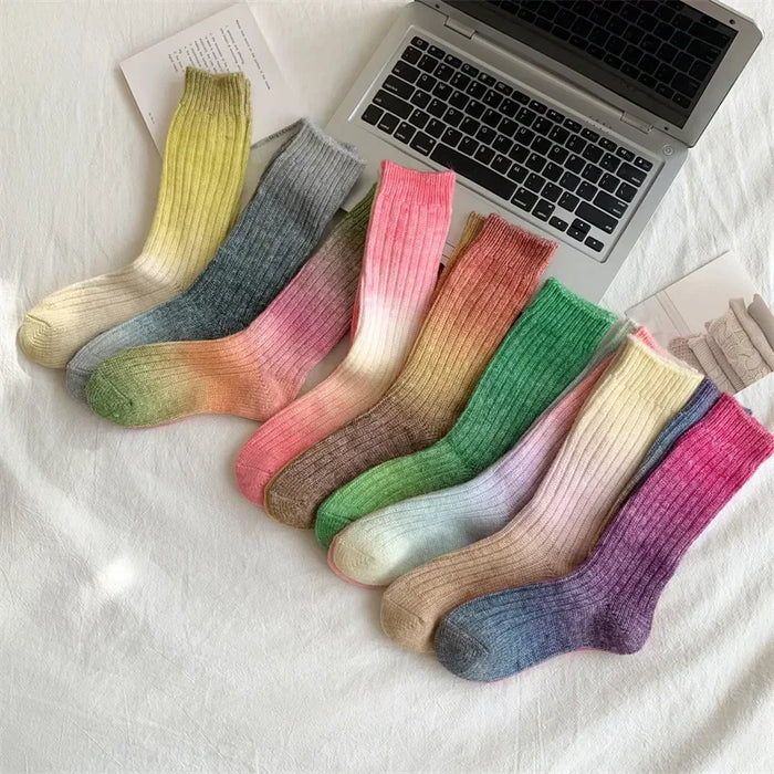 Winter Thick Warm Long Socks Gradient Wool Cashmere Socks