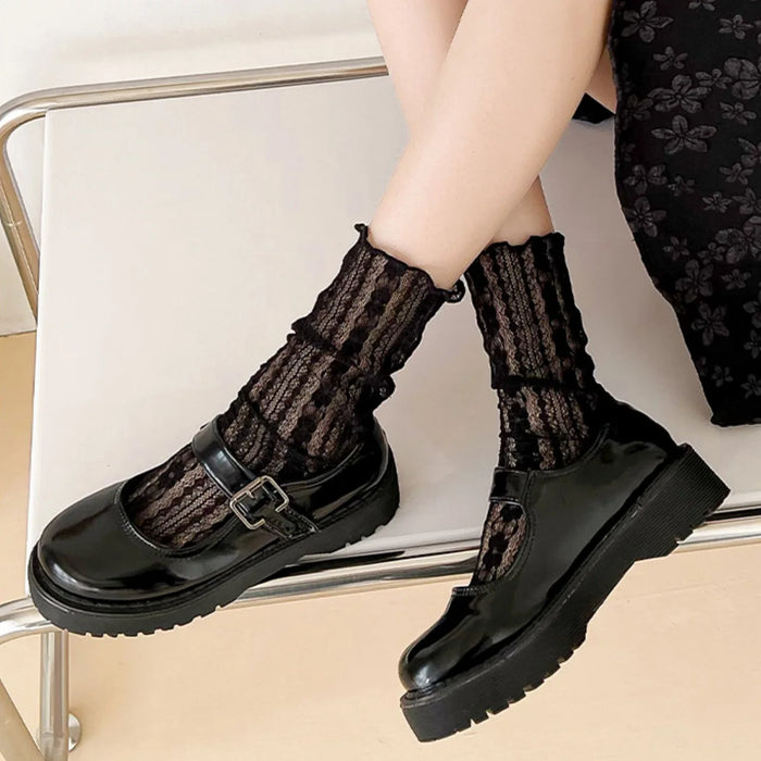 Mid-calf Lace Casual Floral Socks