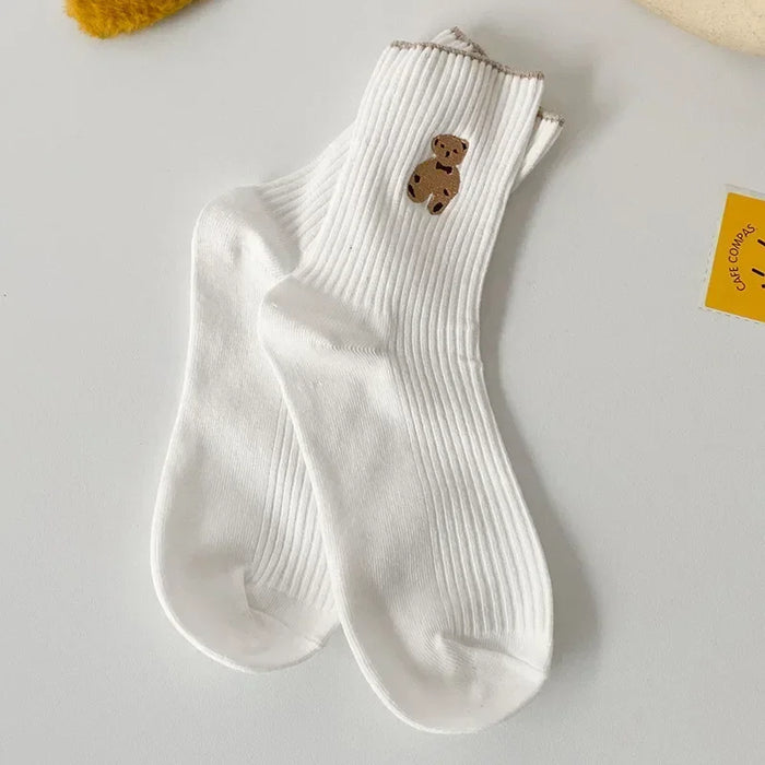 5pairs Cartoon Bear Socks Soft Cotton Socks