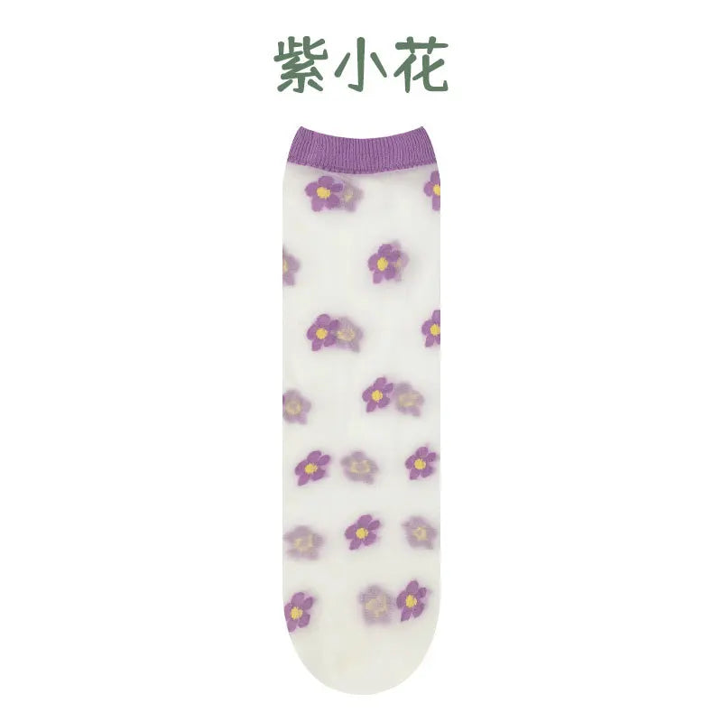 Children summer ultra-thin Transparent love crystal socks