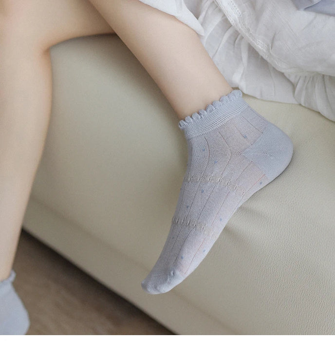 Frilly Girls Ankle Socks Casual Comfortable Mesh