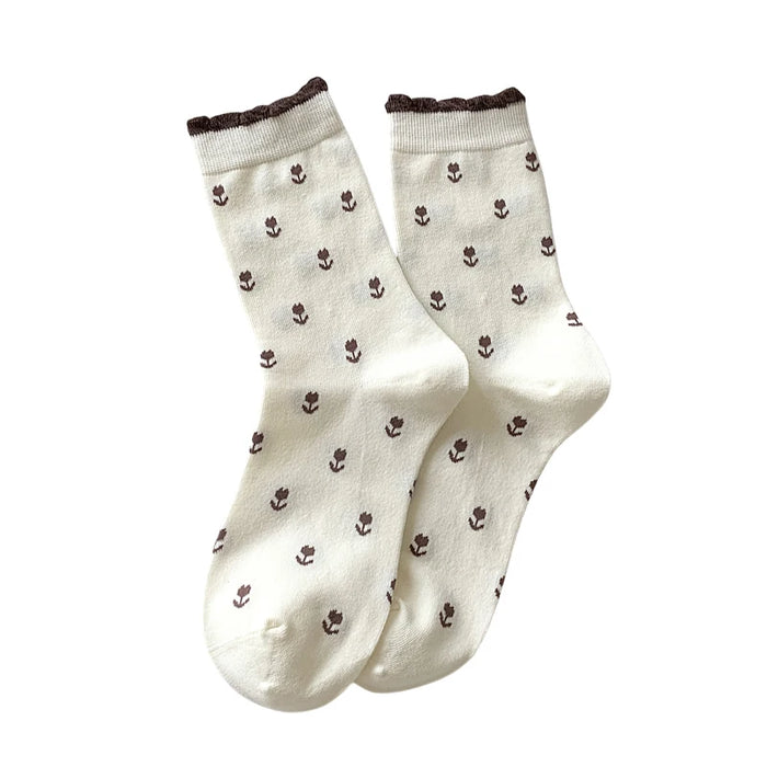 Long Breathable Retro Female Flower Socks