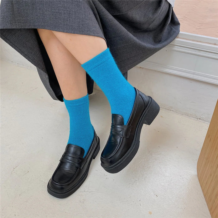 Rabbits Hair Women's Socks Solid Thermal Cashmere