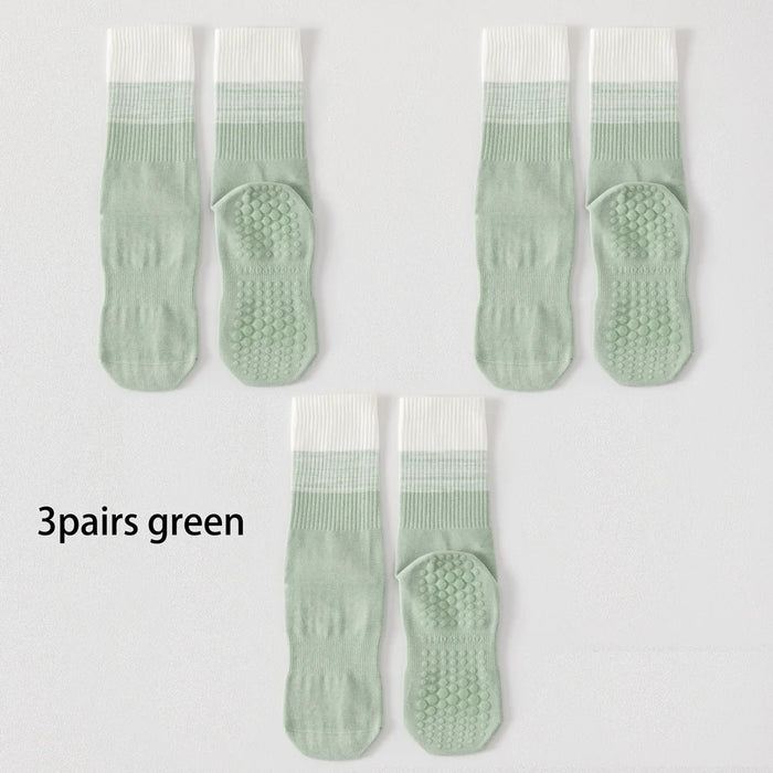 3 Pairs lollipop coloured cotton mid calf yoga socks