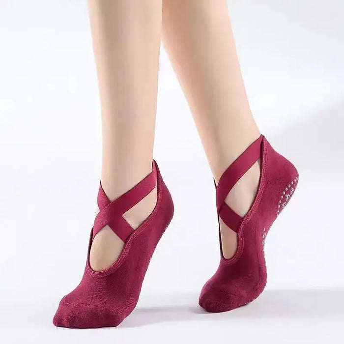 1pair-yoga-socks-for-women-non-slip-grips-straps-bandage-cotton-sock-ideal-for-pilates-pure-barre-ballet-dance-barefoot-workout
