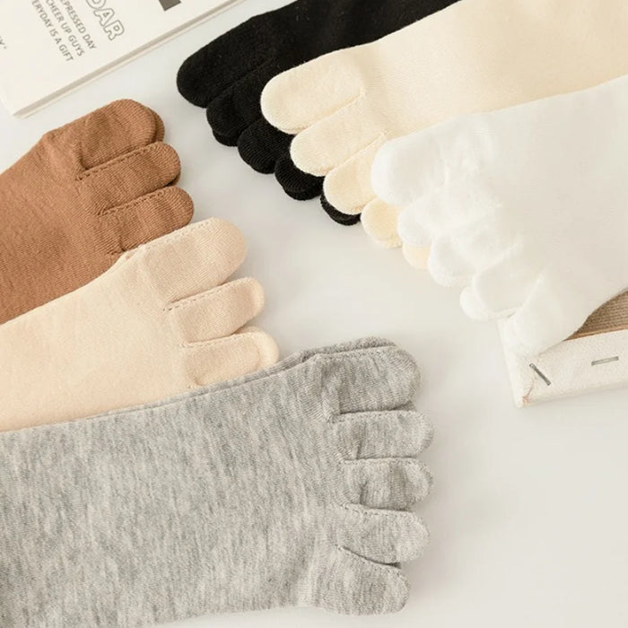1/4/5 Pairs Women's Five Finger Cotton Socks