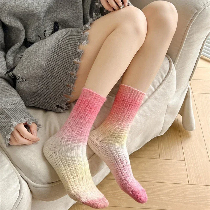 Winter Thick Warm Long Socks Gradient Wool Cashmere Socks
