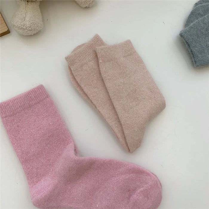 Rabbits Hair Women's Socks Solid Thermal Cashmere