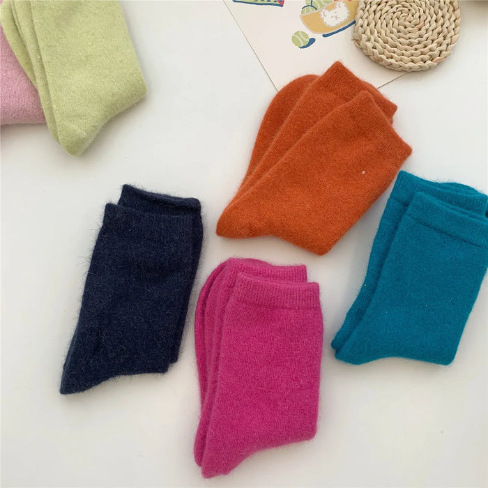 Rabbits Hair Women's Socks Solid Thermal Cashmere