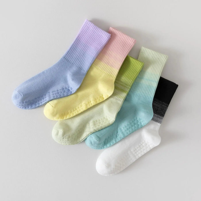 Pastel coloured anti slip yoga socks