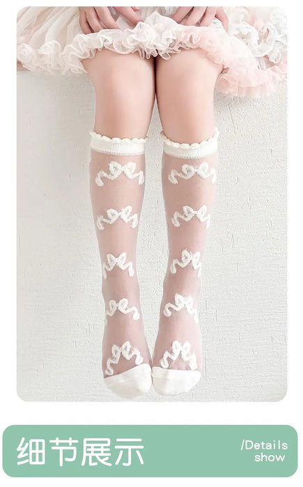 3 Pairs/bag Fancy Lace Socks Girls Summer Long Socks