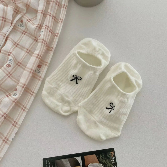 1-5pairs Summer Bowknot  Boat Socks for Women