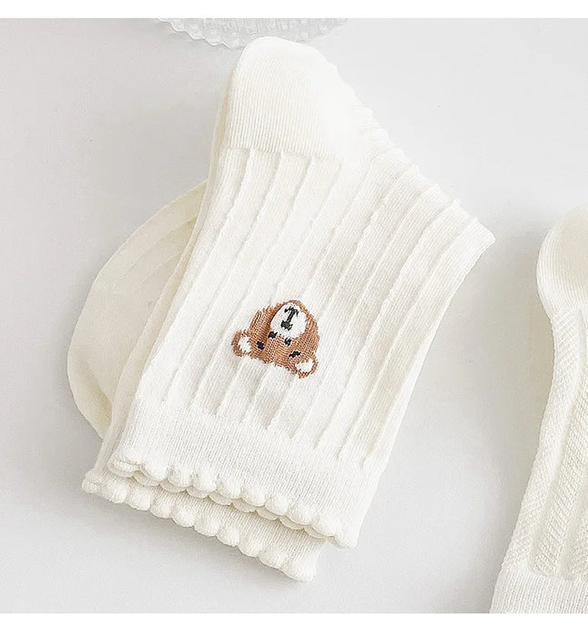 5 Pairs Medium Cartoon Stripes  High-quality Socks