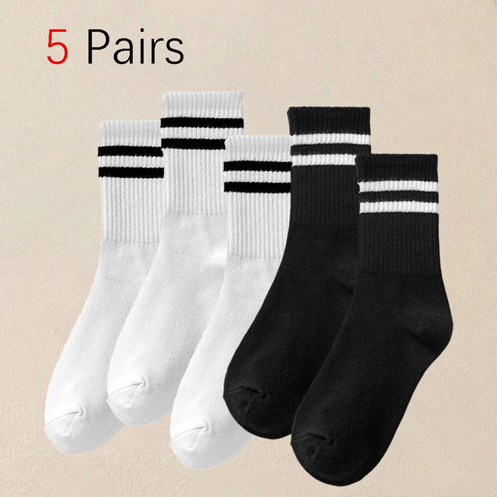 5 Pairs Women's  Simple Colorful Striped Socks