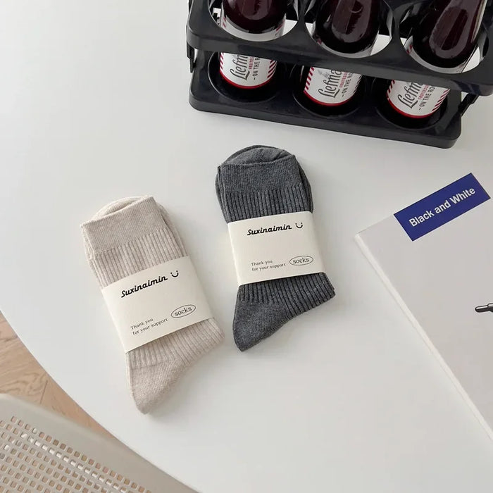Mens Breathable Elastic Cotton Long Socks Solid Color
