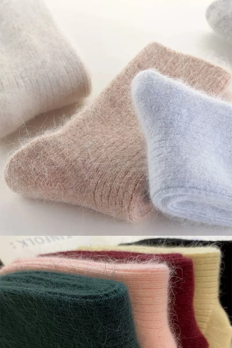 Thickened With Wool Warm Rabbit Hair Socks  Cashmere Stockings