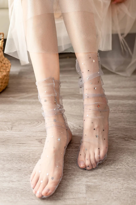Mesh Lace Summer  Transparent Loose Long Socks