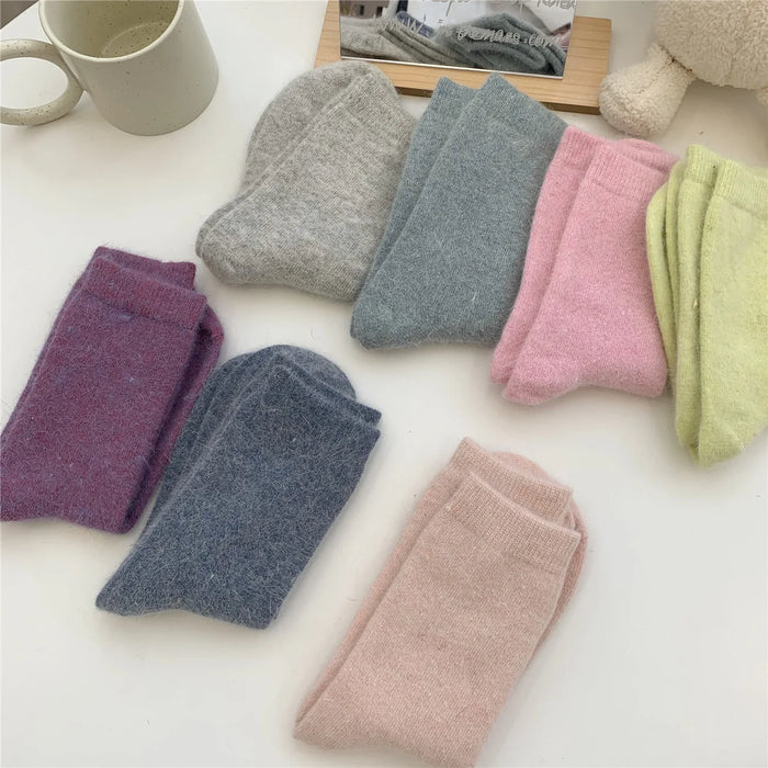 Rabbits Hair Women's Socks Solid Thermal Cashmere