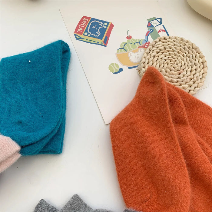 Rabbits Hair Women's Socks Solid Thermal Cashmere
