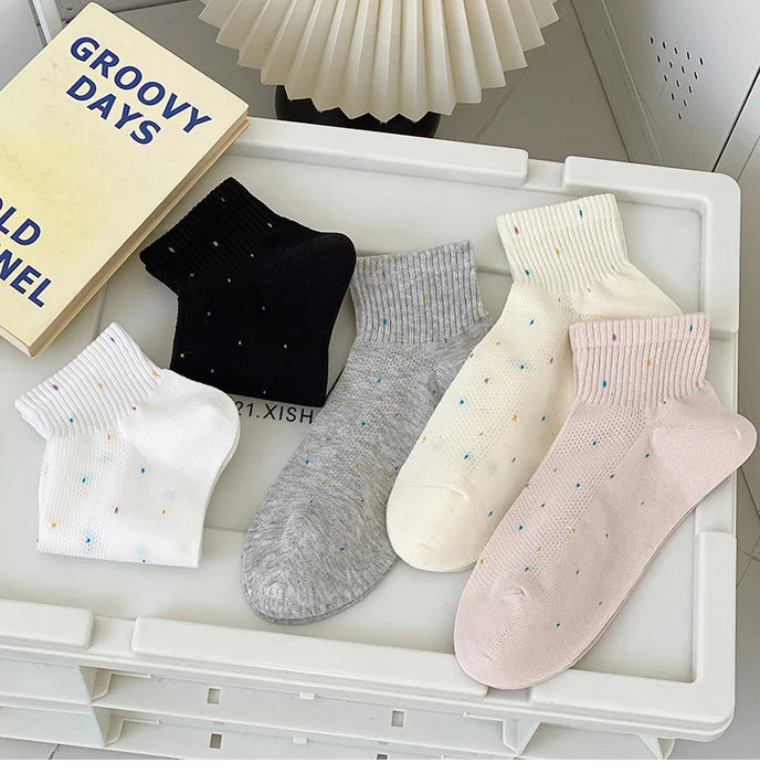 Colourful Dot Print Daily Summer Socks