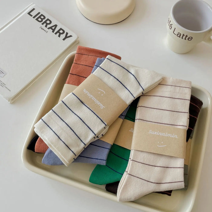 College Style Striped  Crew Socks Women Casual Fashion