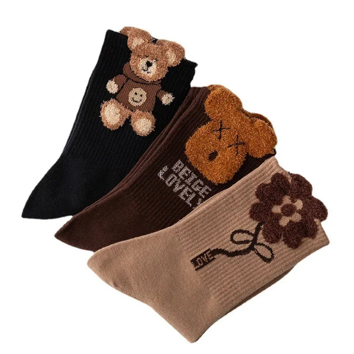 3 Pairs Women's  Cartoon Cotton Sock Sets