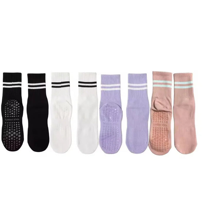 4 pairs Yoga / Pilates solid mid tube socks