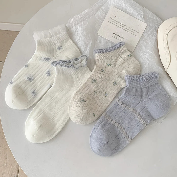 Frilly Girls Ankle Socks Casual Comfortable Mesh