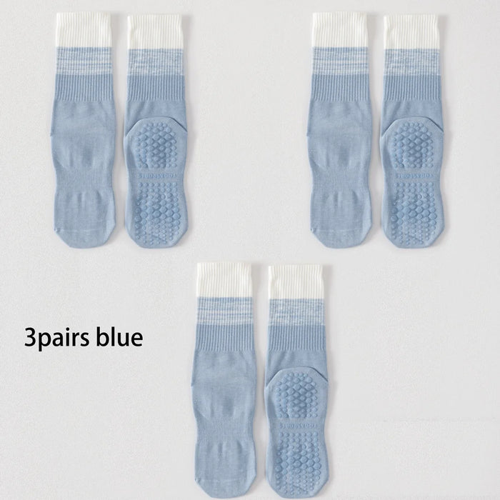 3 Pairs lollipop coloured cotton mid calf yoga socks