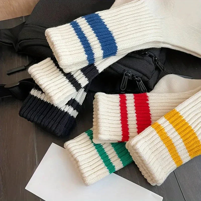 6 pairs of thick striped knitted socks