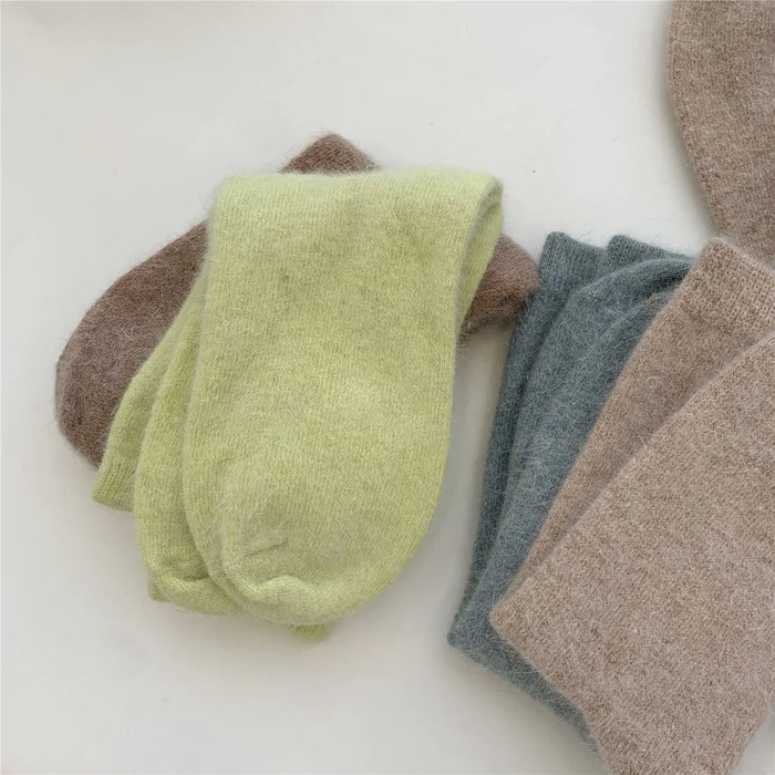 Rabbits Hair Women's Socks Solid Thermal Cashmere