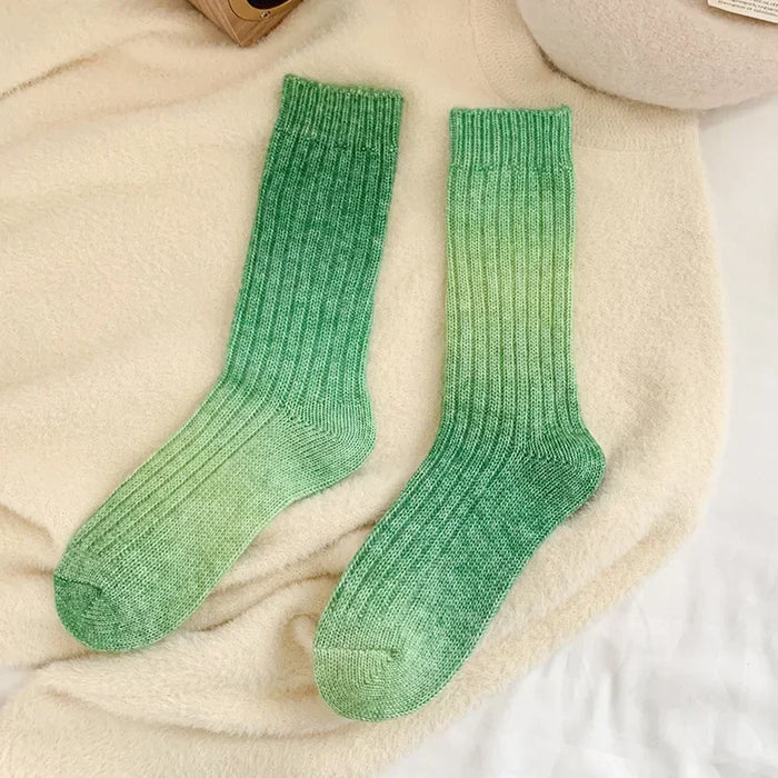 Winter Thick Warm Long Socks Gradient Wool Cashmere Socks