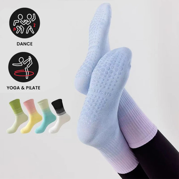 Pastel coloured anti slip yoga socks