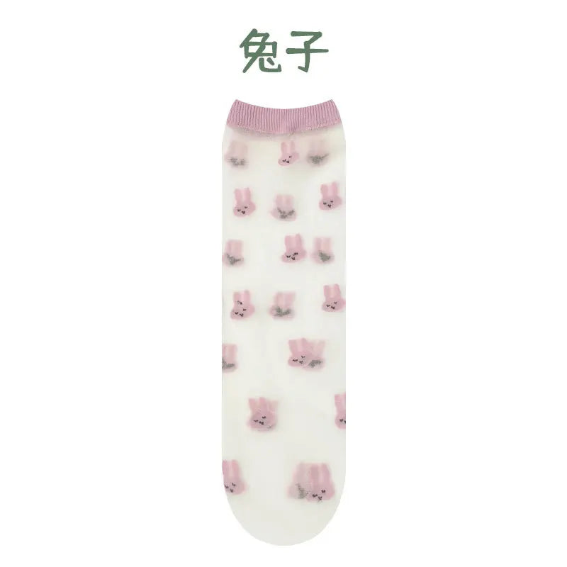 Children summer ultra-thin Transparent love crystal socks